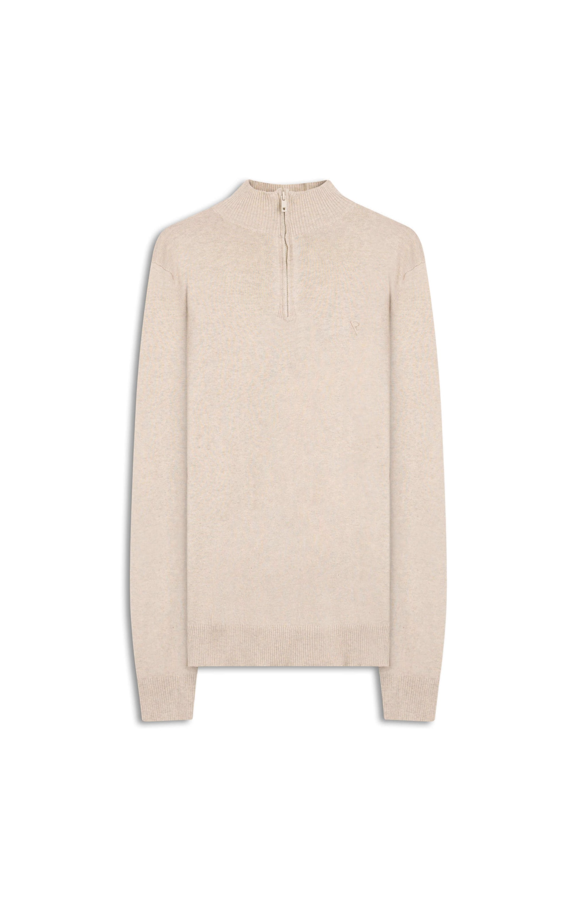 Tricot Cashmere Gola Com Ziper Areia