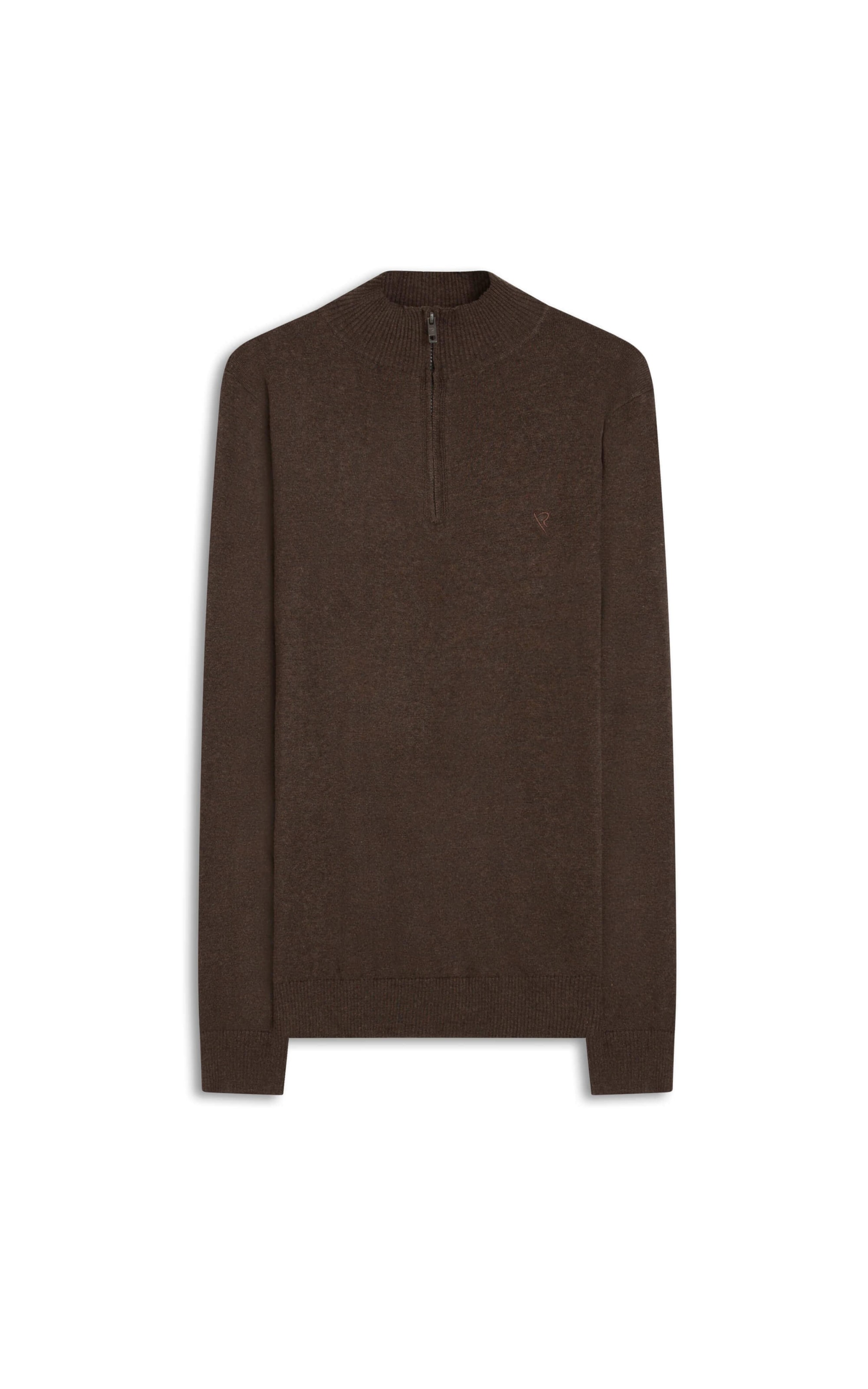 Tricot Cashmere Gola Com Ziper Tabaco