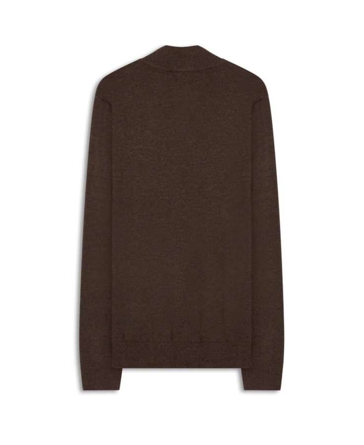Tricot Cashmere Gola Com Ziper Tabaco