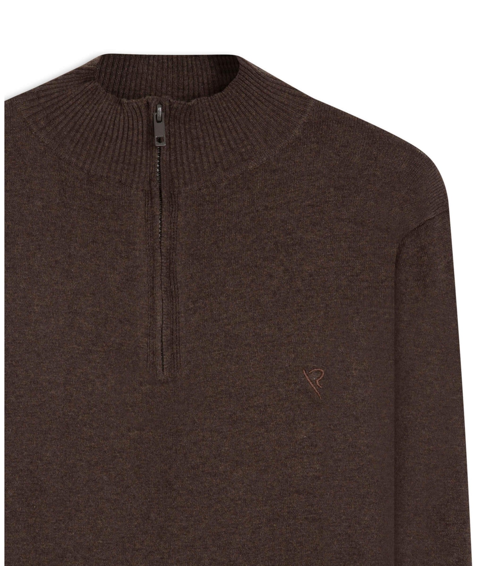 Tricot Cashmere Gola Com Ziper Tabaco