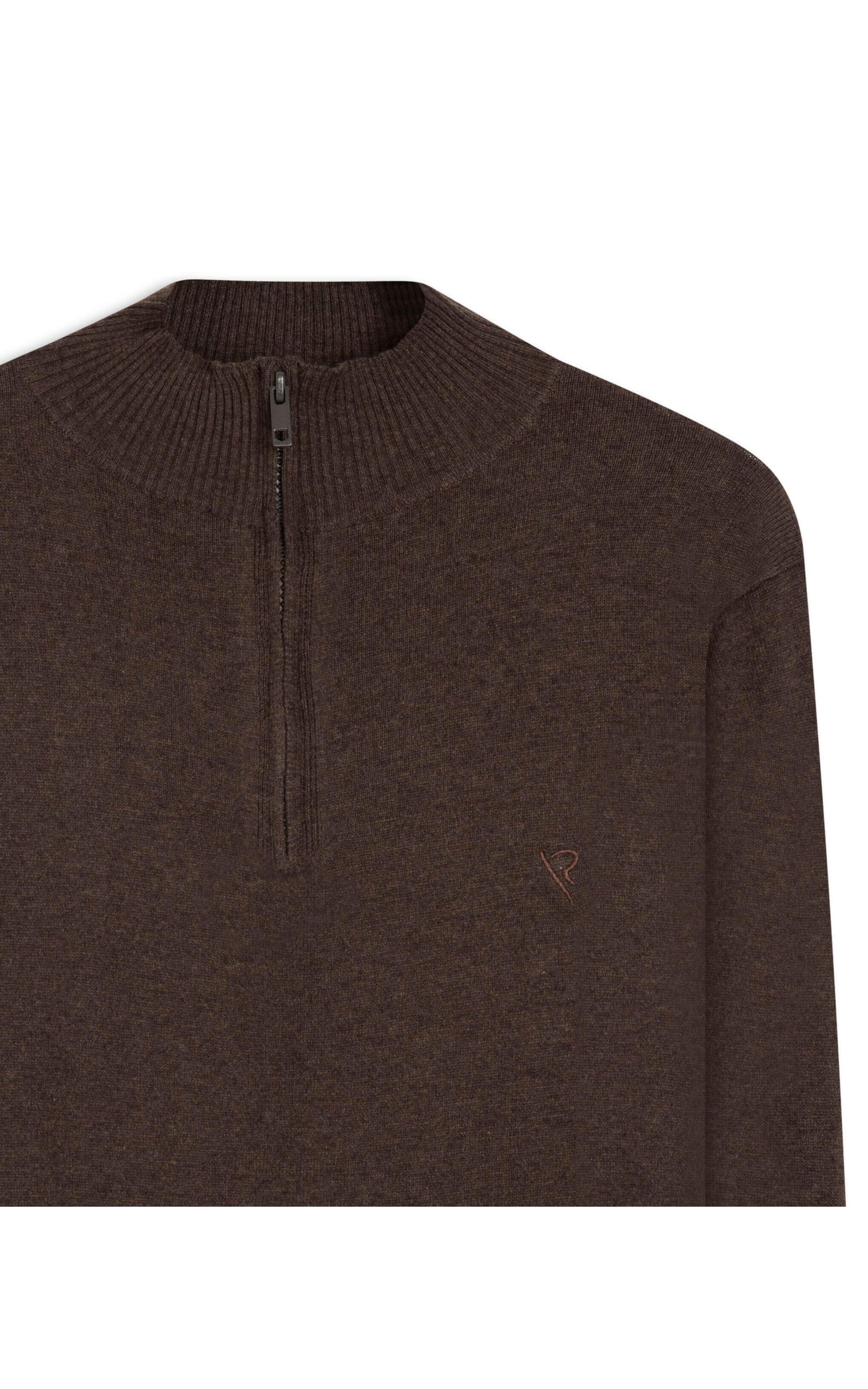 Tricot Cashmere Gola Com Ziper Tabaco