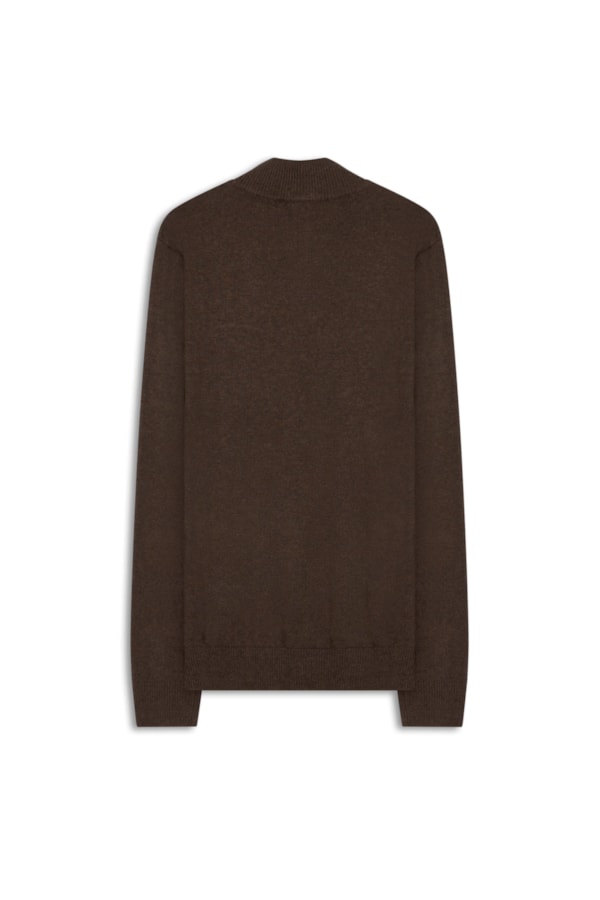 Tricot Cashmere Gola Com Ziper Tabaco