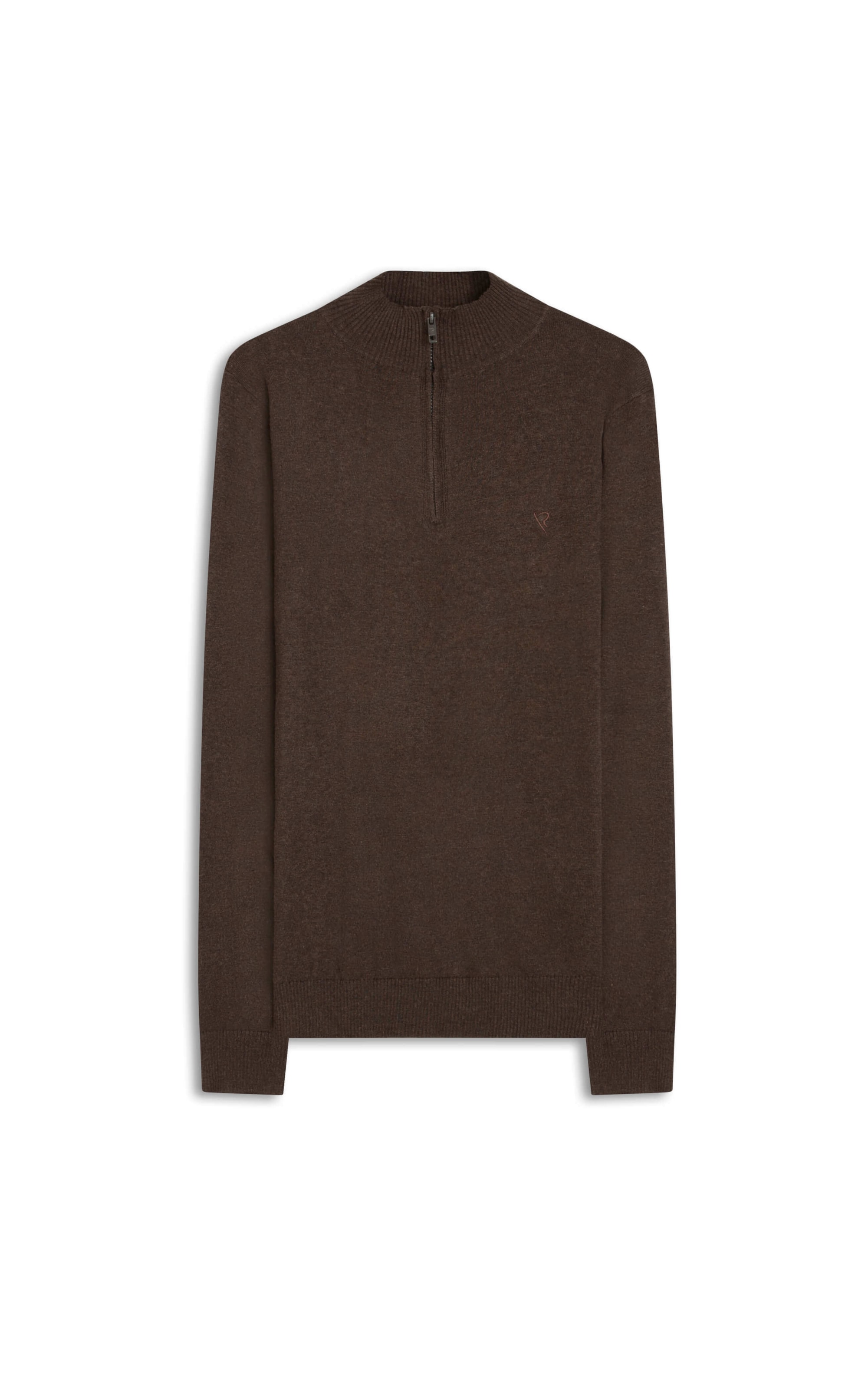 Tricot Cashmere Gola Com Ziper Tabaco