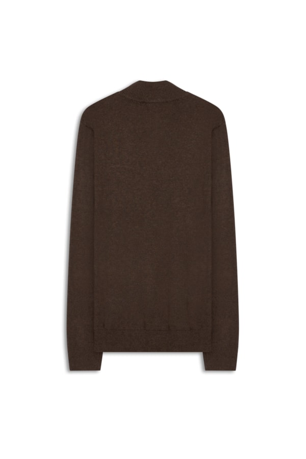 Tricot Cashmere Gola Com Ziper Tabaco