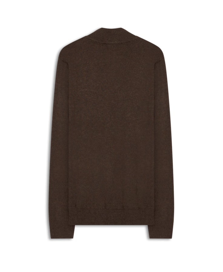 Tricot Cashmere Gola Com Ziper Tabaco