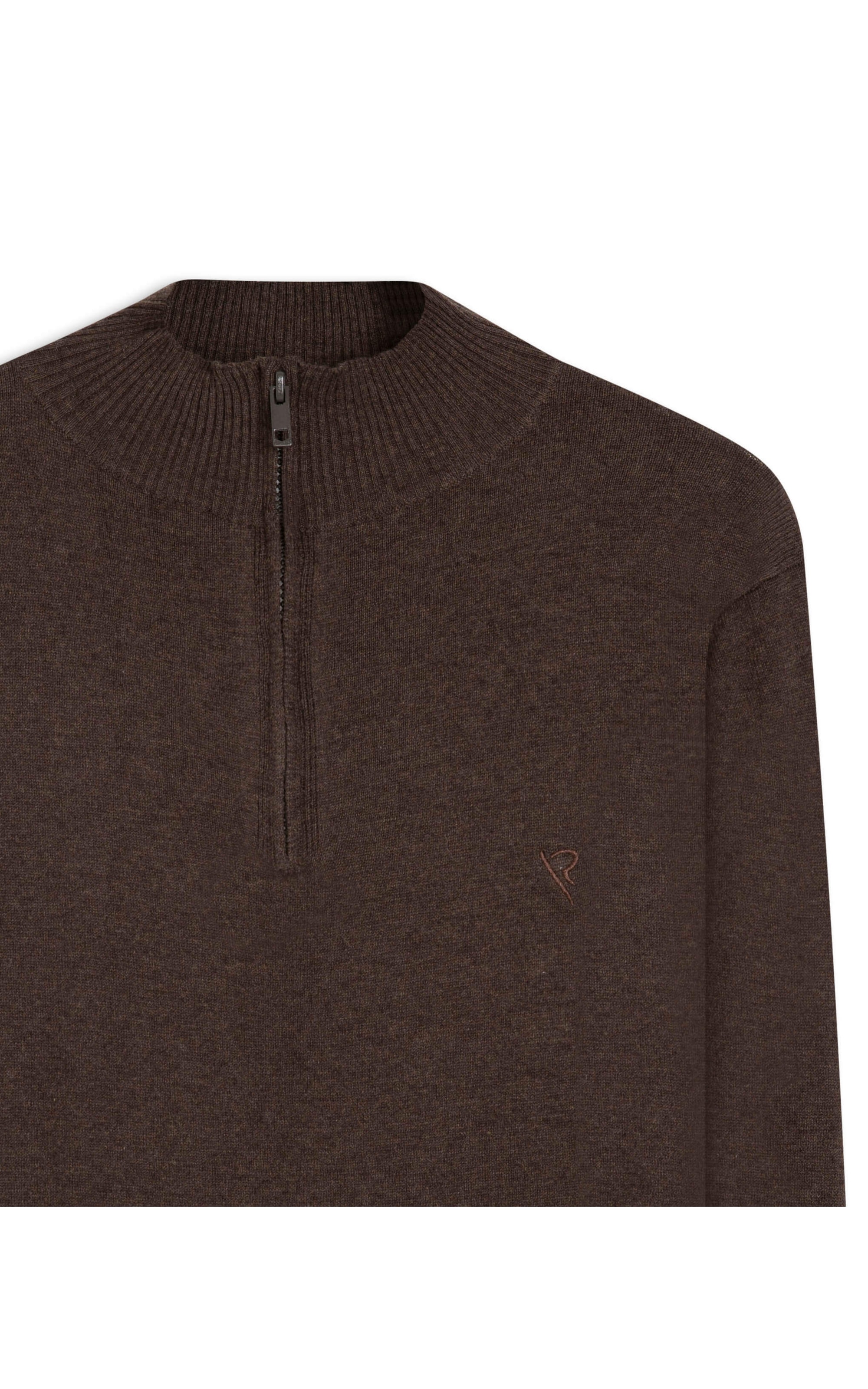 Tricot Cashmere Gola Com Ziper Tabaco