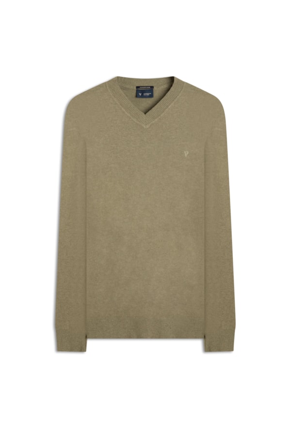 Tricot Cashmere Gola v Verde Oliva
