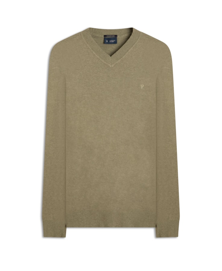 Tricot Cashmere Gola v Verde Oliva