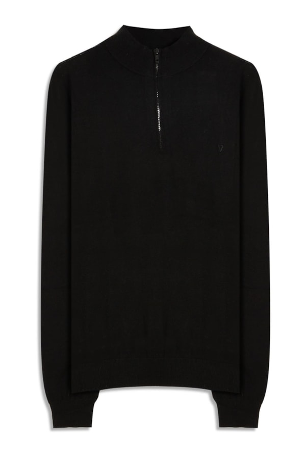 Tricot Cashmere Ziper Preto