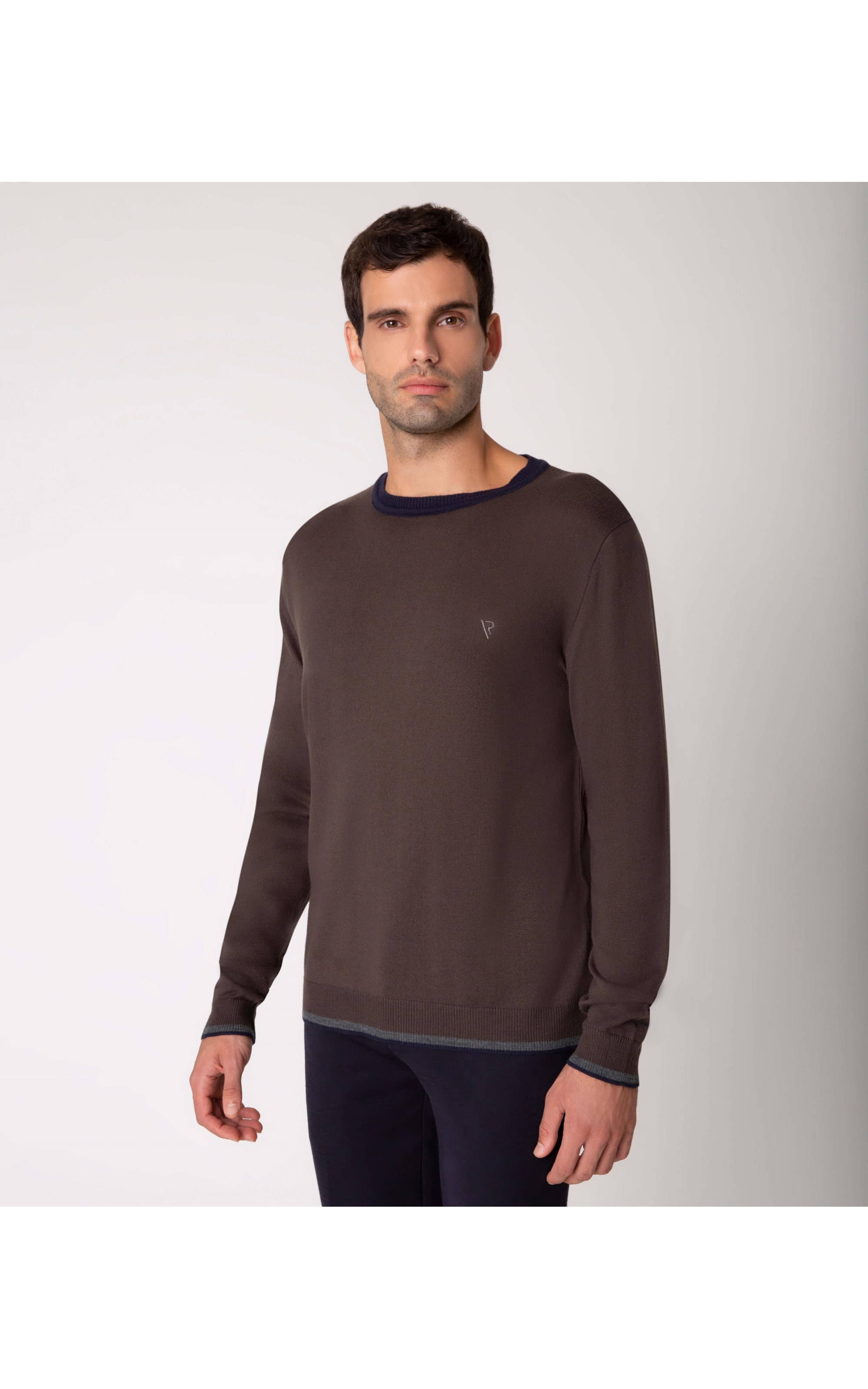 Tricot Color Block Two Tones Marrom