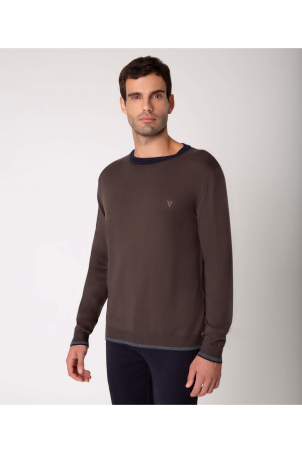 Tricot Color Block Two Tones Marrom