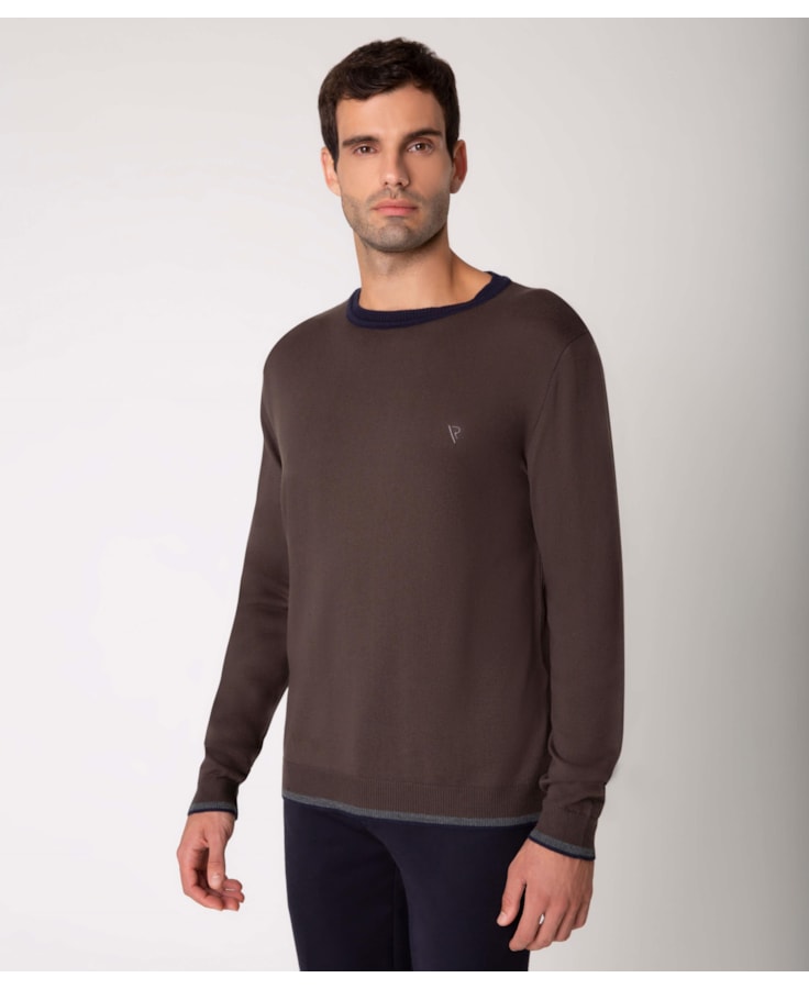 Tricot Color Block Two Tones Marrom