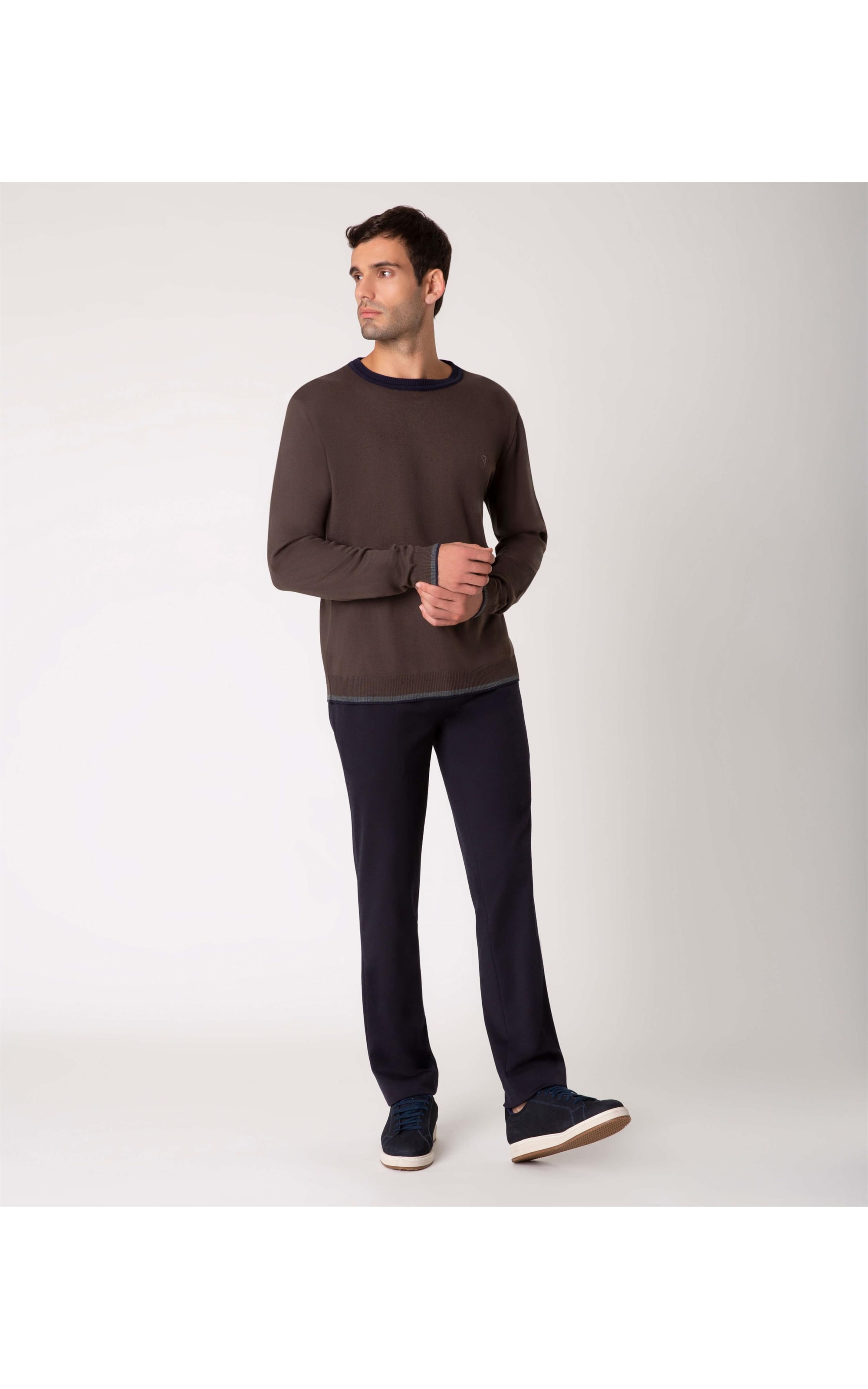Tricot Color Block Two Tones Marrom
