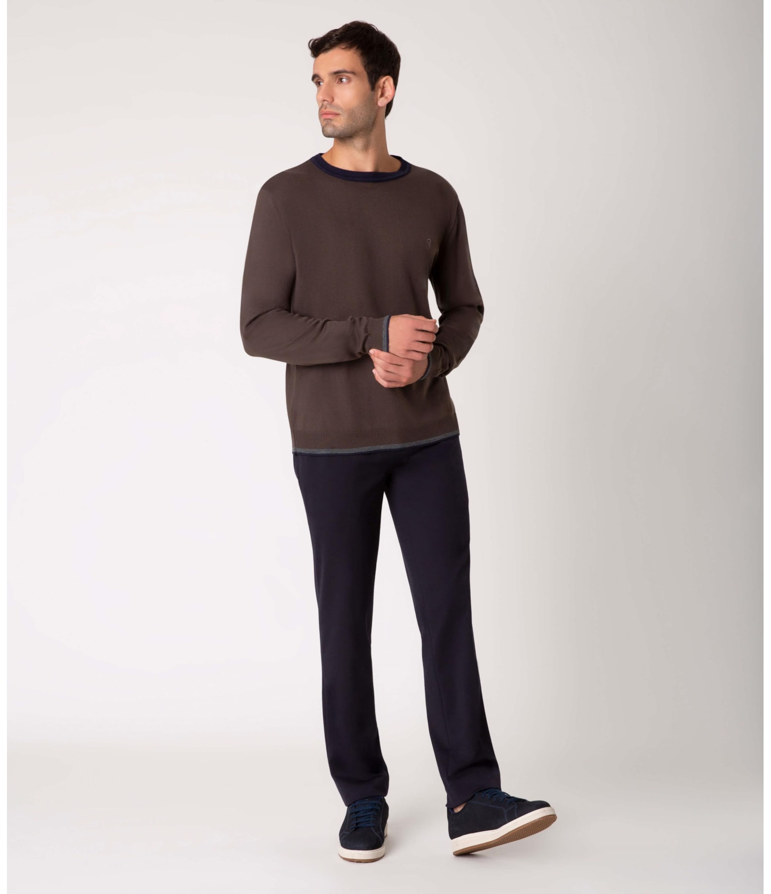 Tricot Color Block Two Tones Marrom