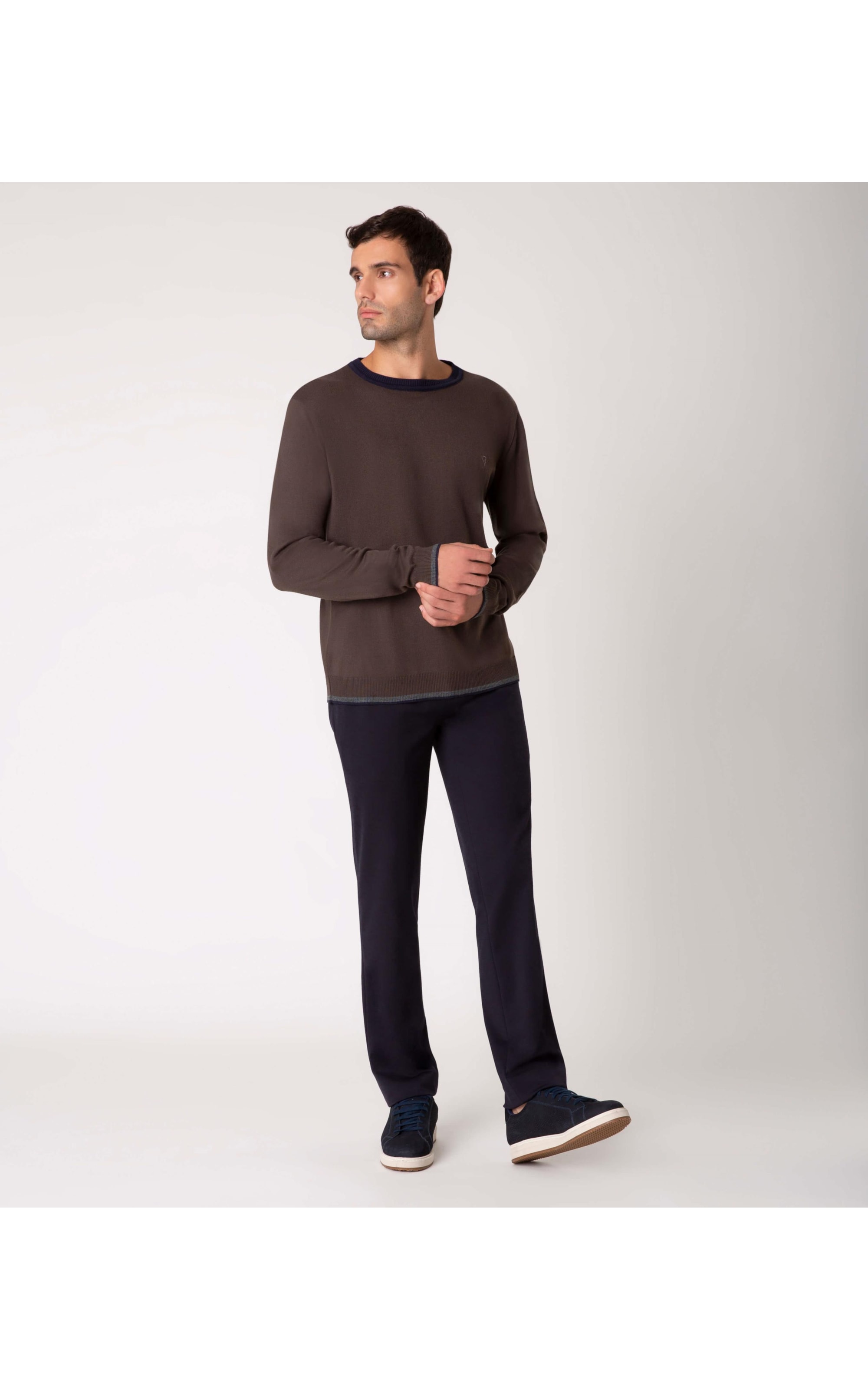 Tricot Color Block Two Tones Marrom