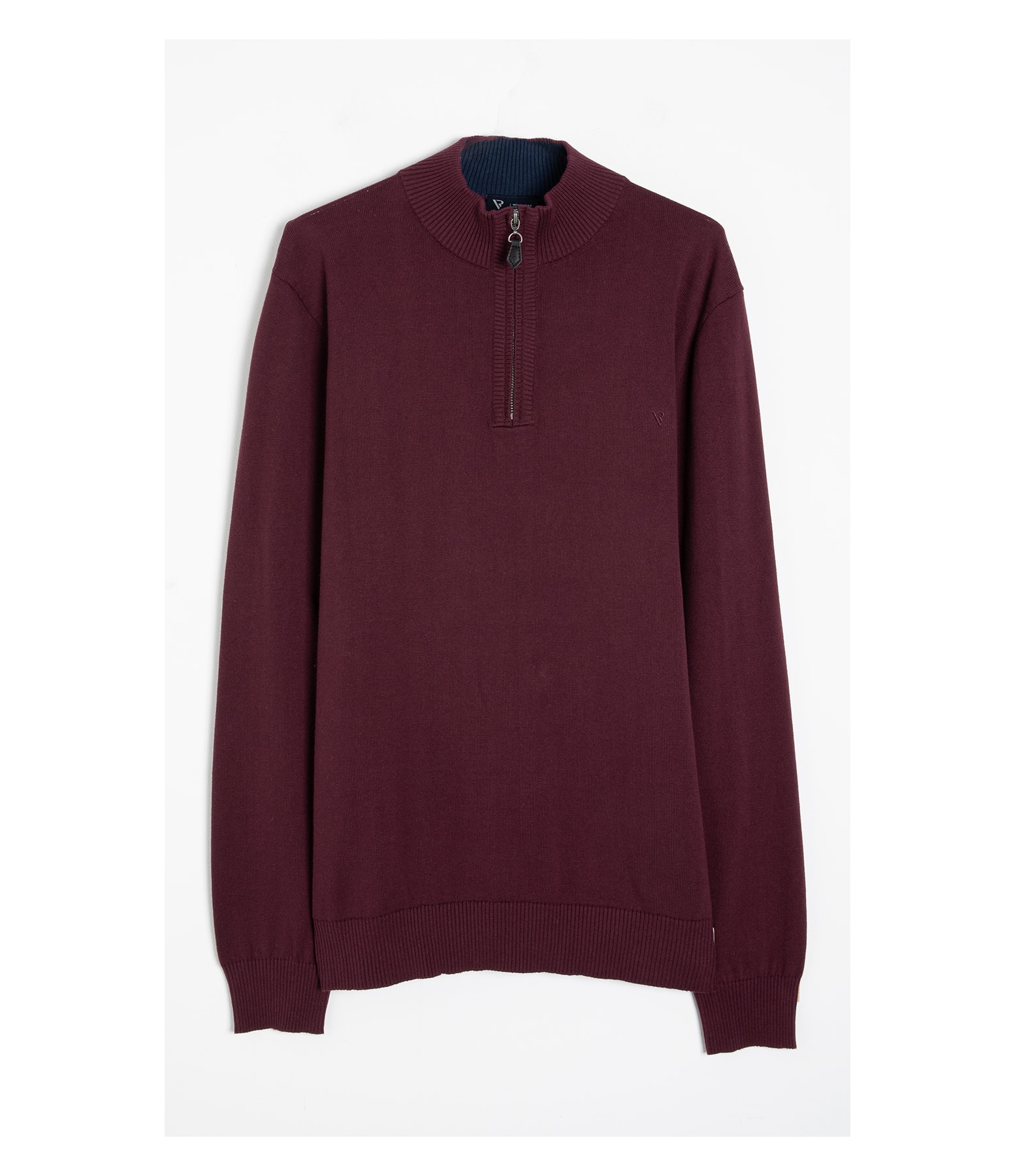 Tricot Meio Ziper Basico Bordeaux