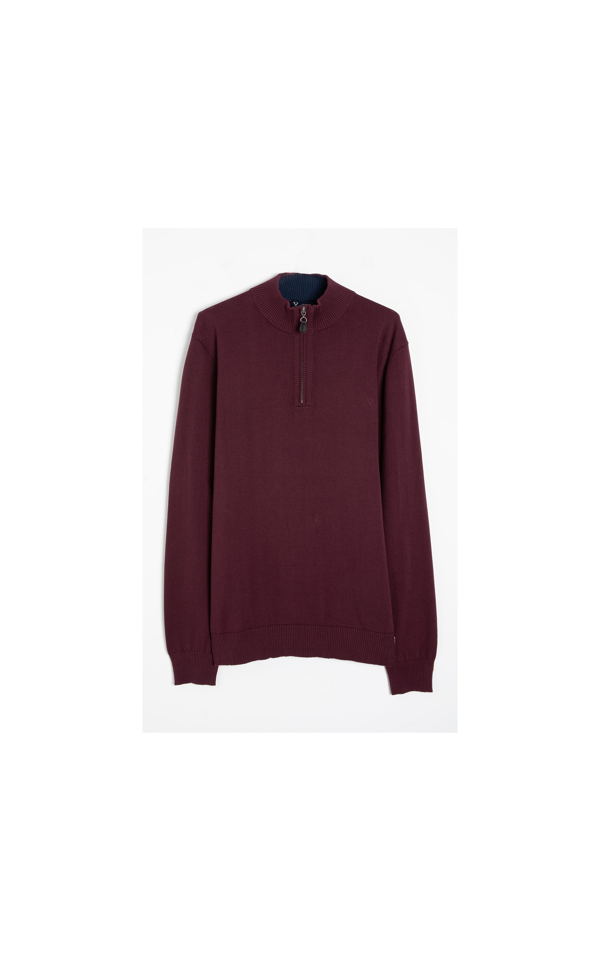 Tricot Meio Ziper Basico Bordeaux