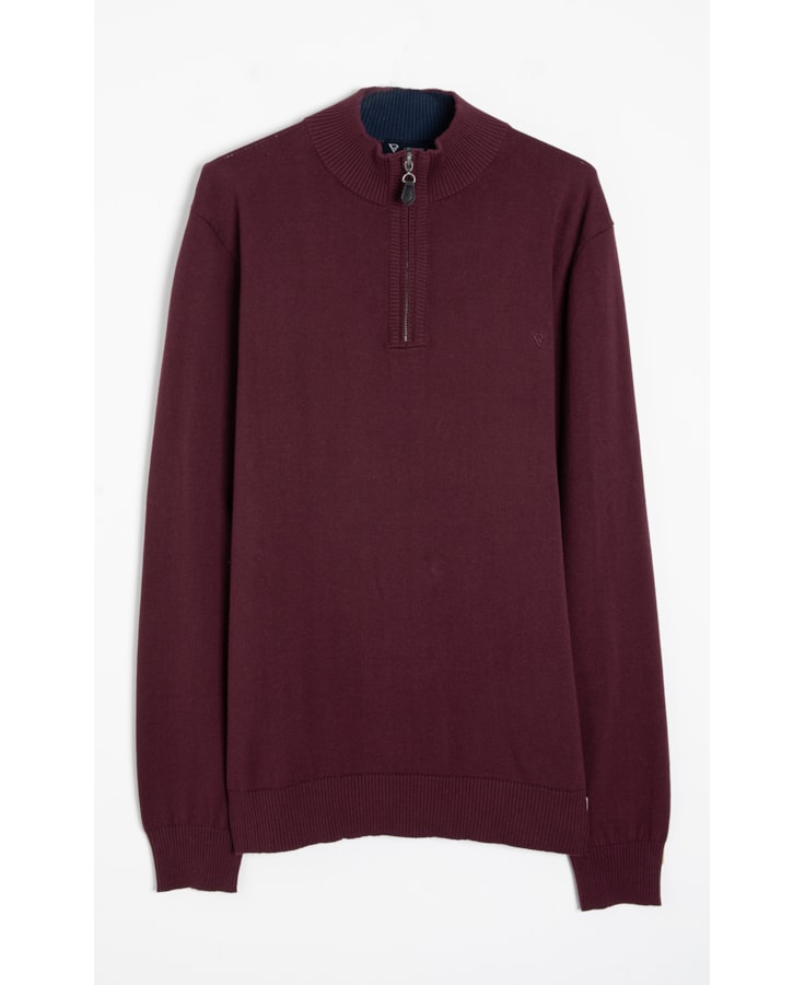 Tricot Meio Ziper Basico Bordeaux