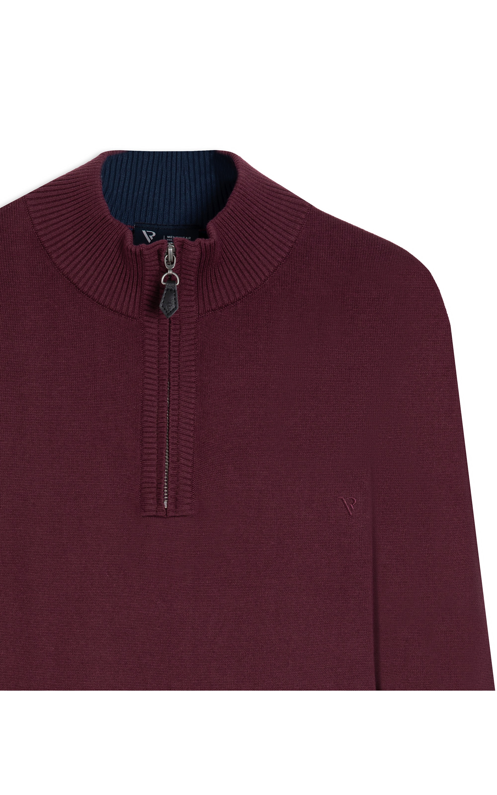 Tricot Meio Ziper Basico Bordeaux
