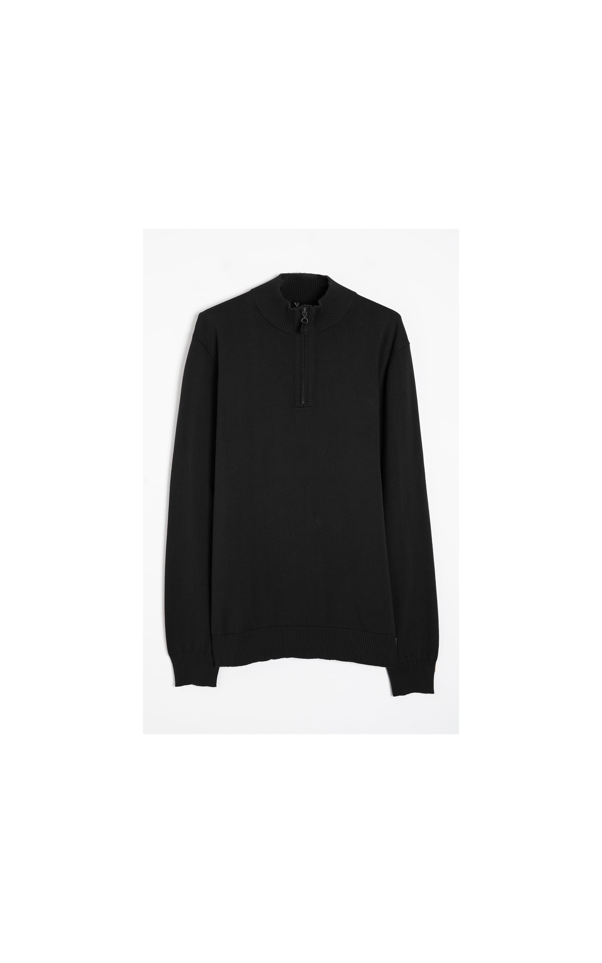 Tricot Meio Ziper Basico Preto