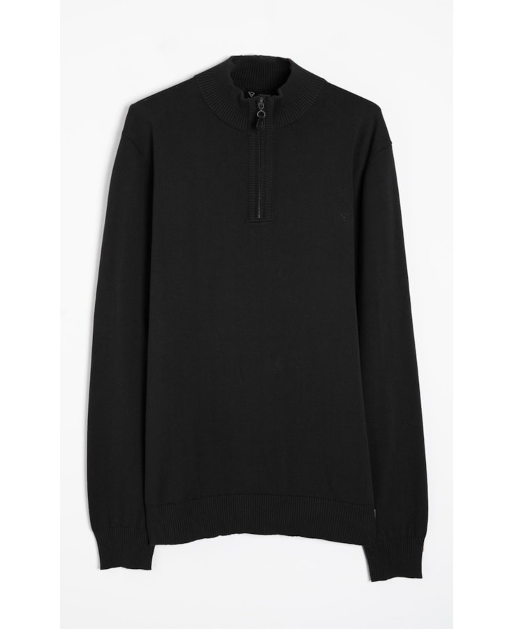 Tricot Meio Ziper Basico Preto