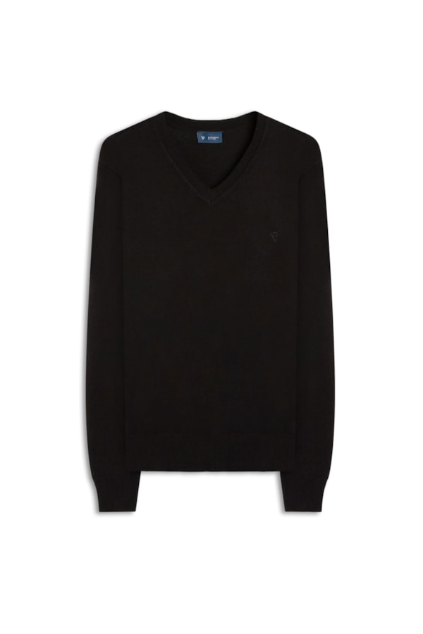 Tricot v Neck Preto