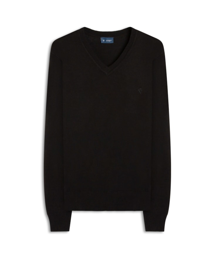 Tricot v Neck Preto