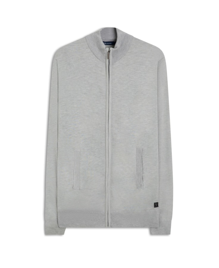 Tricot Ziper Cinza Claro