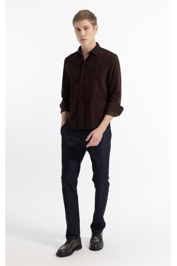 Velvet Ribbed Classic Xangai Ml Dark Brown