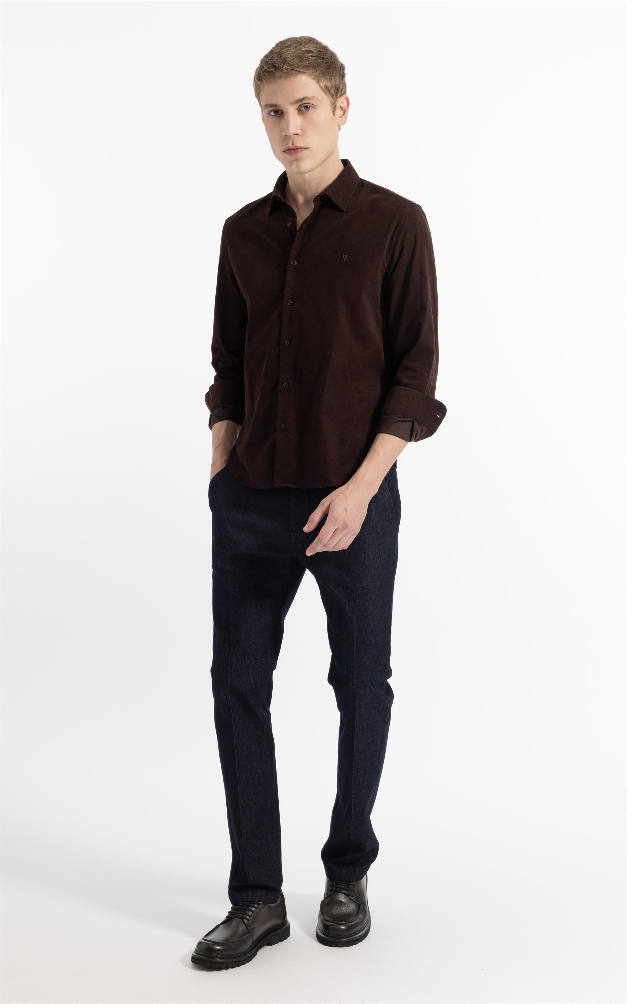Velvet Ribbed Classic Xangai Ml Dark Brown
