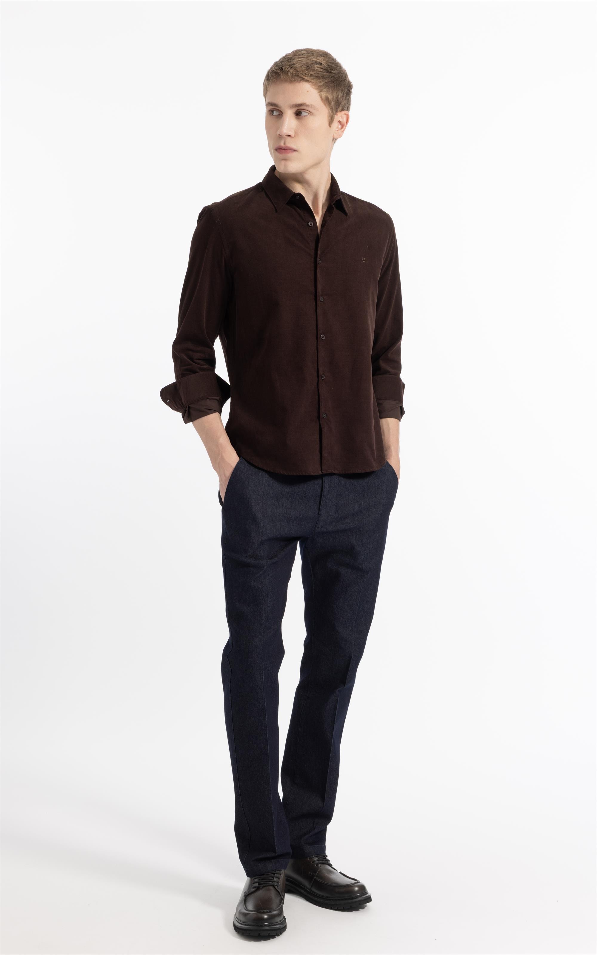 Velvet Ribbed Classic Xangai Ml Dark Brown
