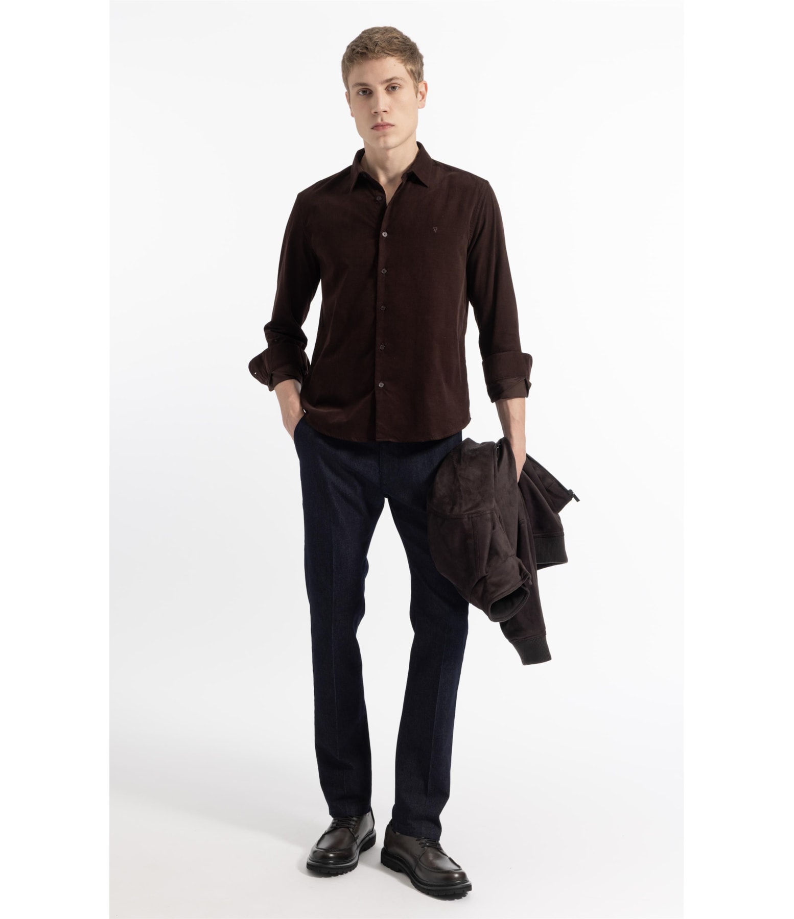 Velvet Ribbed Classic Xangai Ml Dark Brown