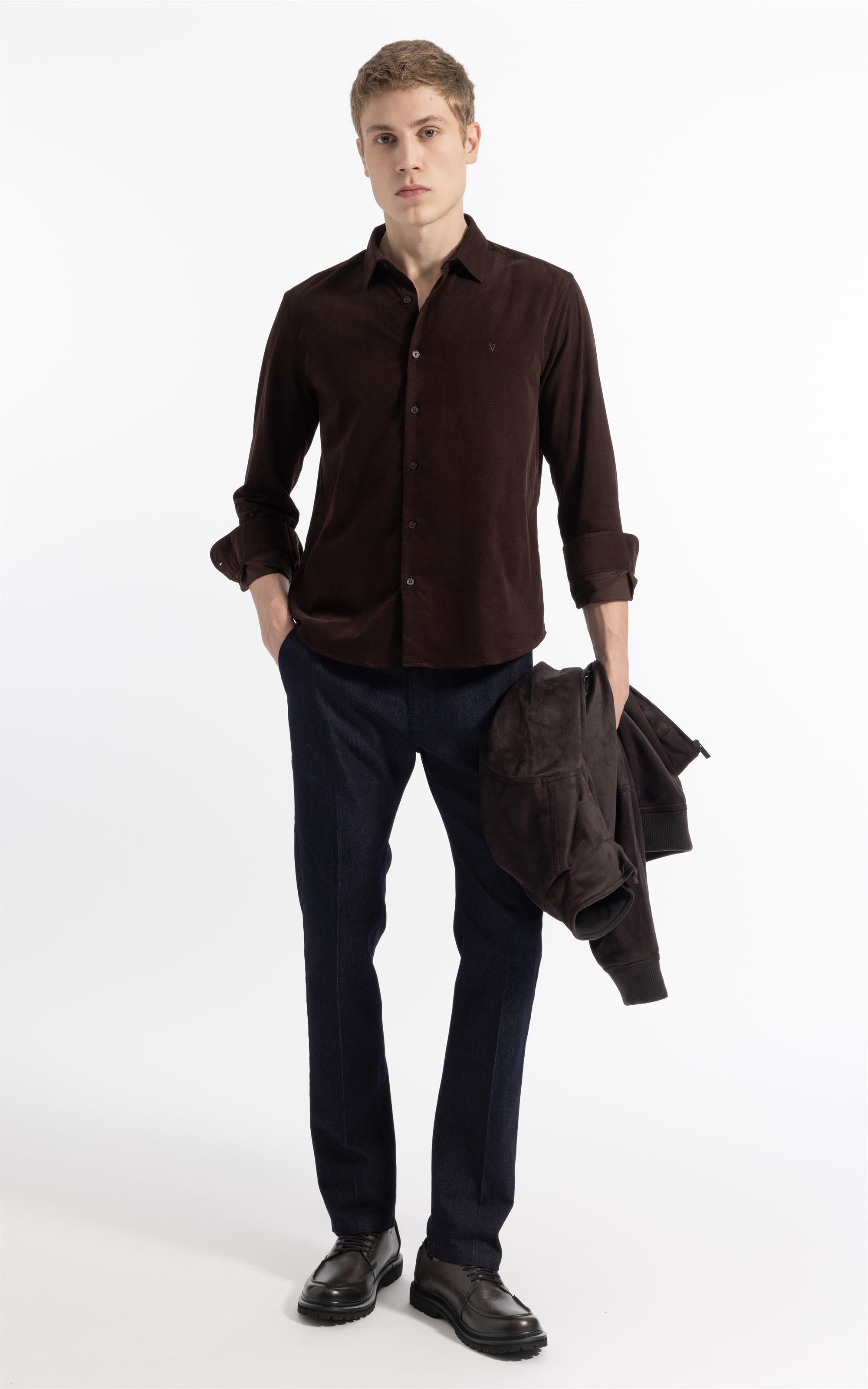 Velvet Ribbed Classic Xangai Ml Dark Brown